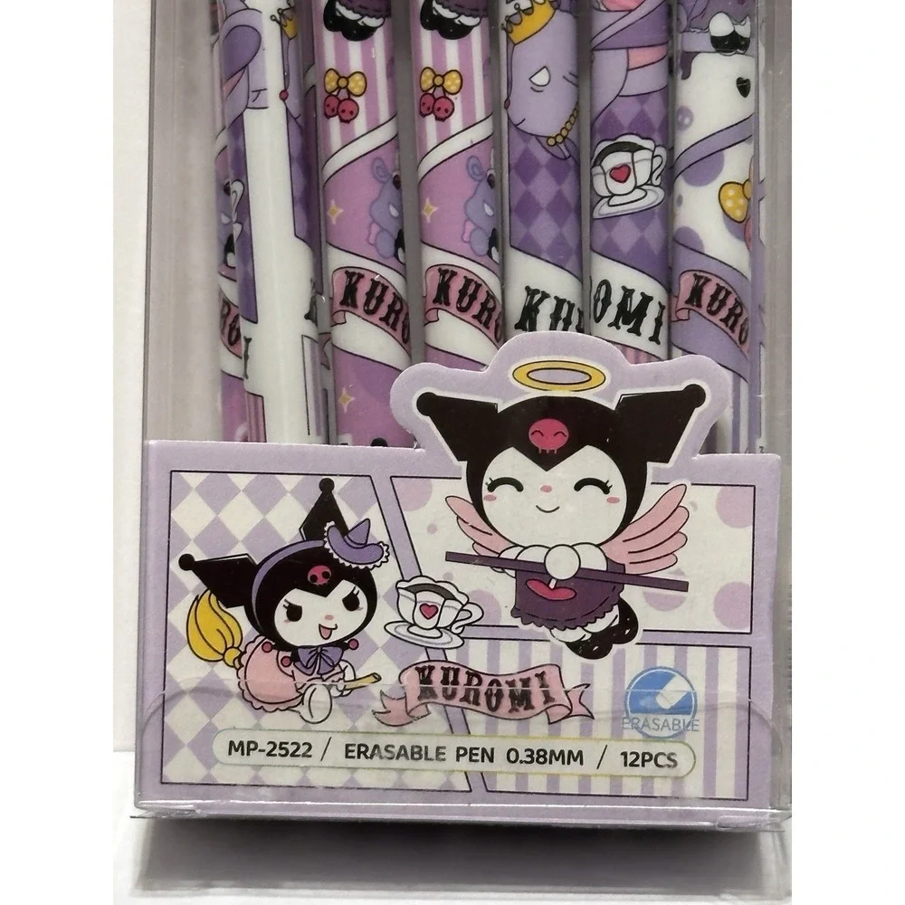 KUROMI Erasable Gel Ink Pens 12 piece set with a .38 mm fine tip